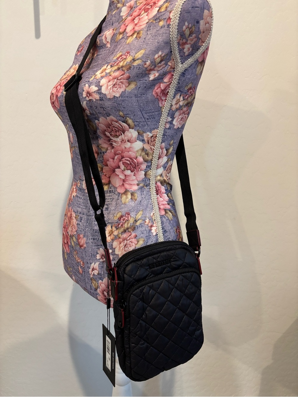 MZ Wallace Black Metro quilted nylon crossbody bag